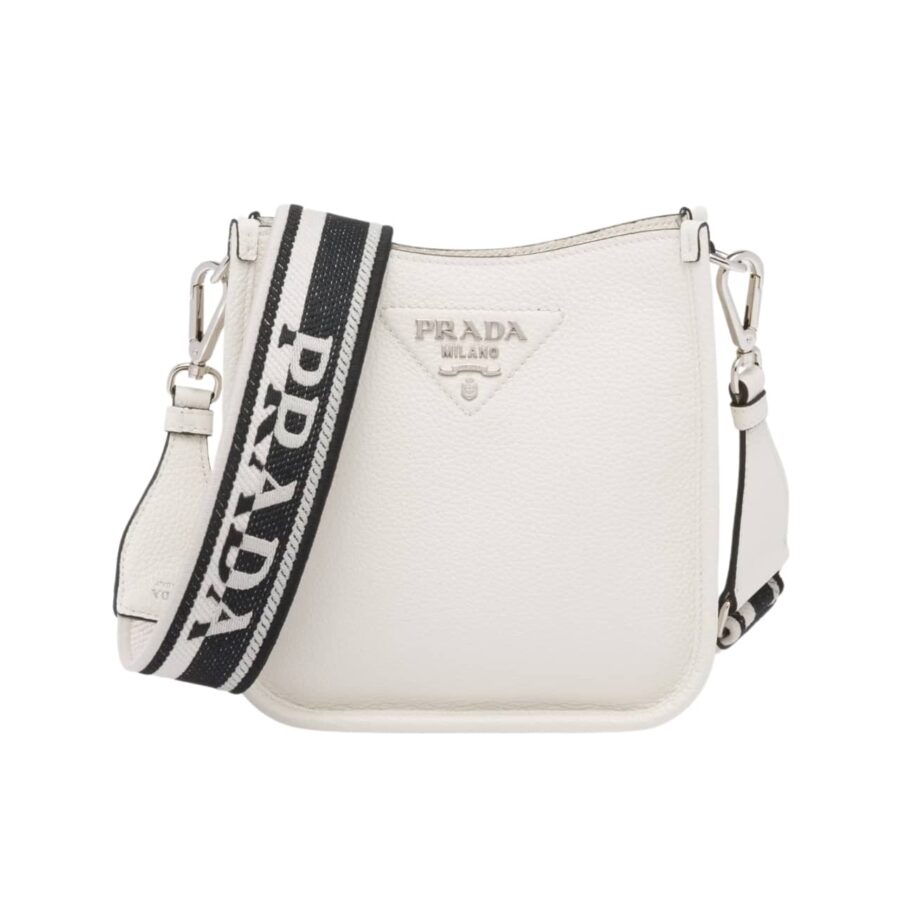 PRADA LEATHER MINI SHOULDER BAG WHITE 20CM 1BH191 2DKV F0009 V 3OO