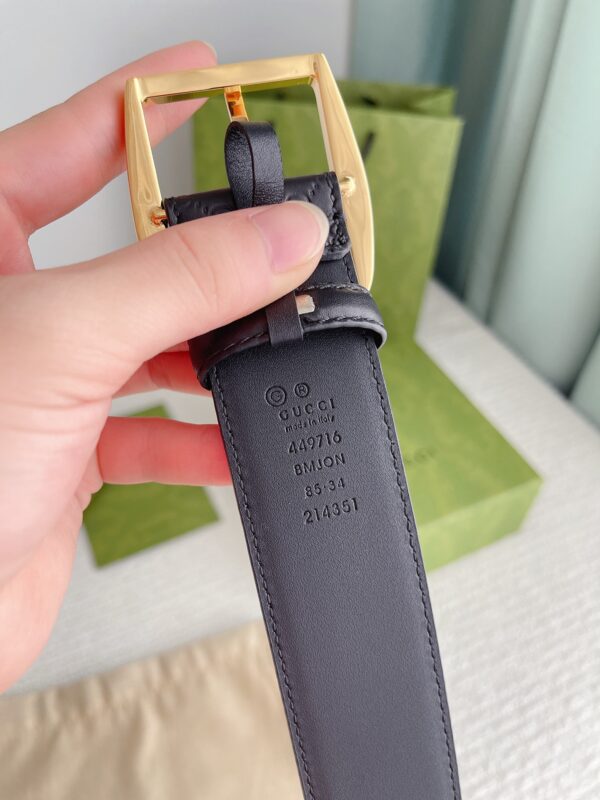 GUCCI MONOGRAM BLACK BELT GOLD METAL 4CM - Image 8