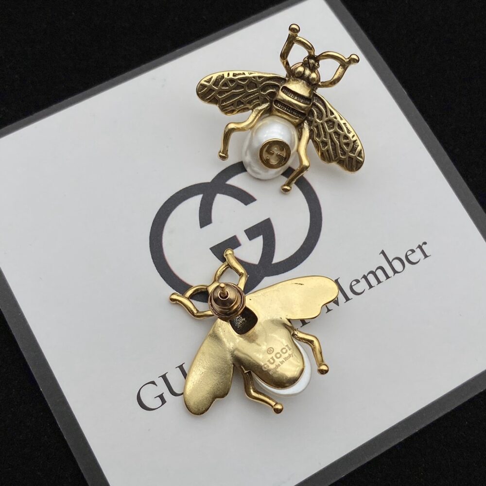 GUCCI GG BEE PEARL GOLD EARRINGS - Image 2