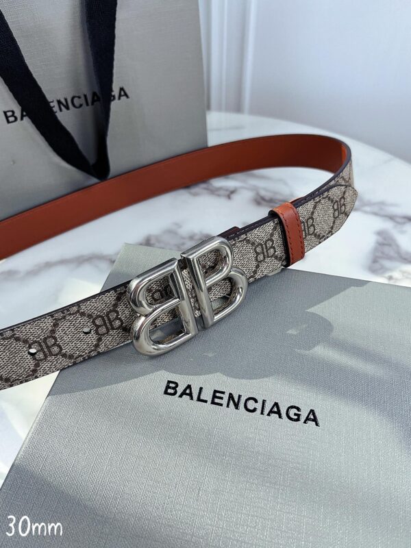 BALENCIAGA SUPREME CANVAS WITH BB SILVER METAL BUCKLE 30MM - Image 4