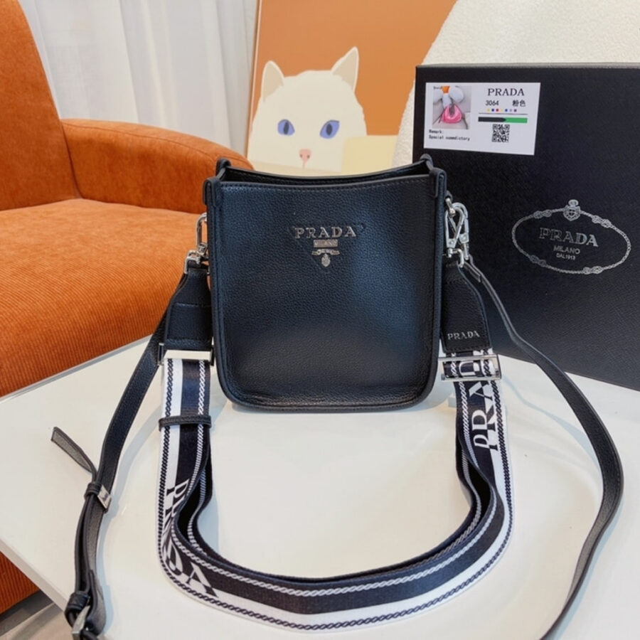 Alternative view of Prada Mini Leather Shoulder Bag Black 20Cm 1BH191 2DKV F0002 V 3OO
