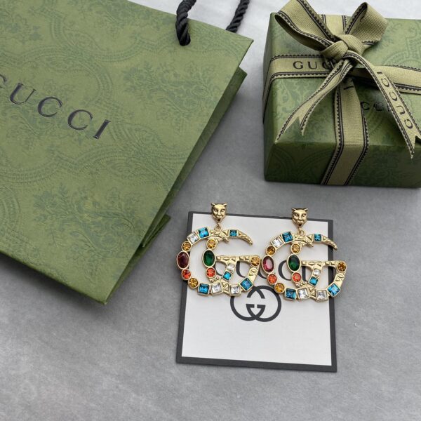 GUCCI GG CRYSTAL IN GOLD EARRINGS - Image 3