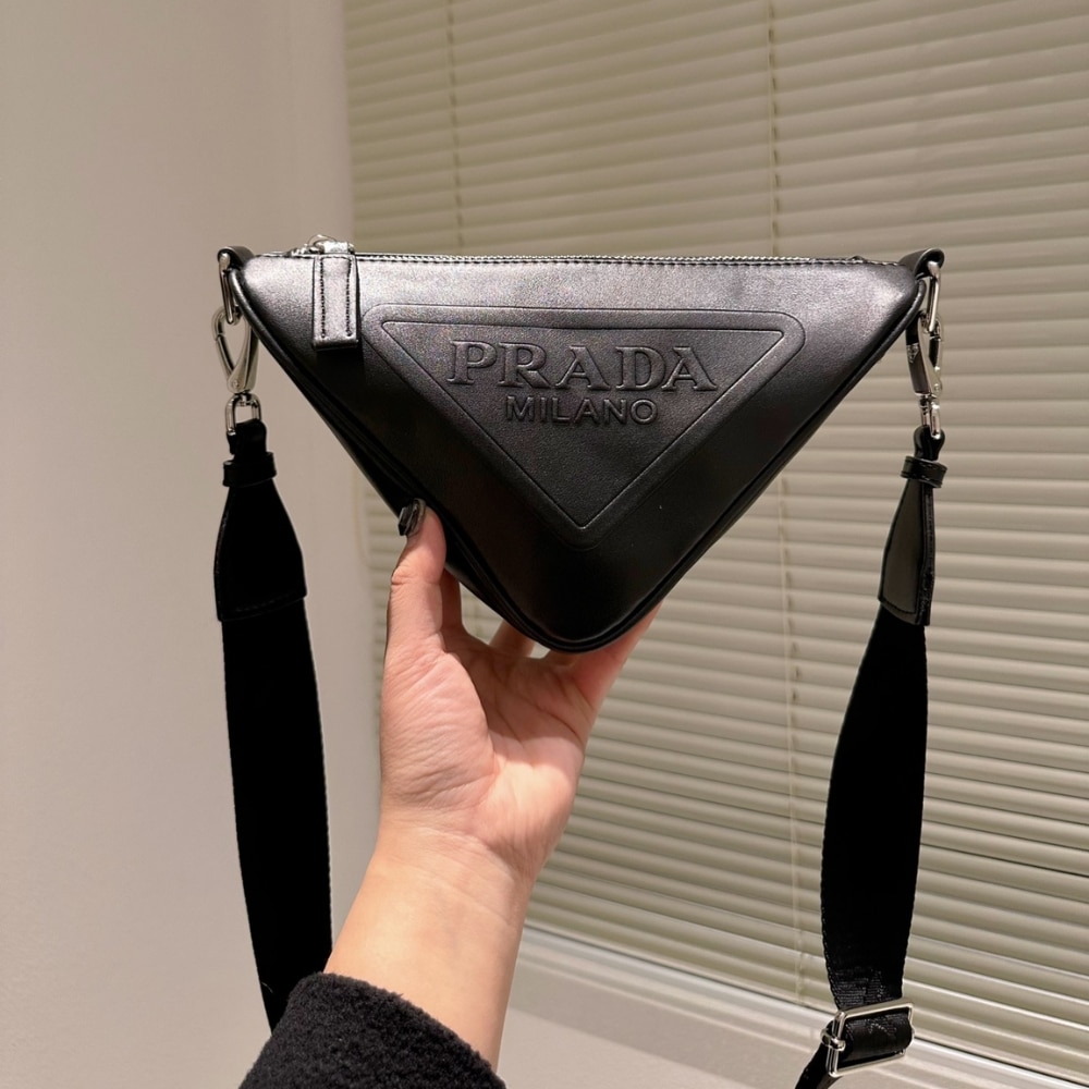 PRADA TRIANGLE LEATHER MINI BAG BLACK 27CM 1BH190 2BYA F0002 V BRO - Image 2