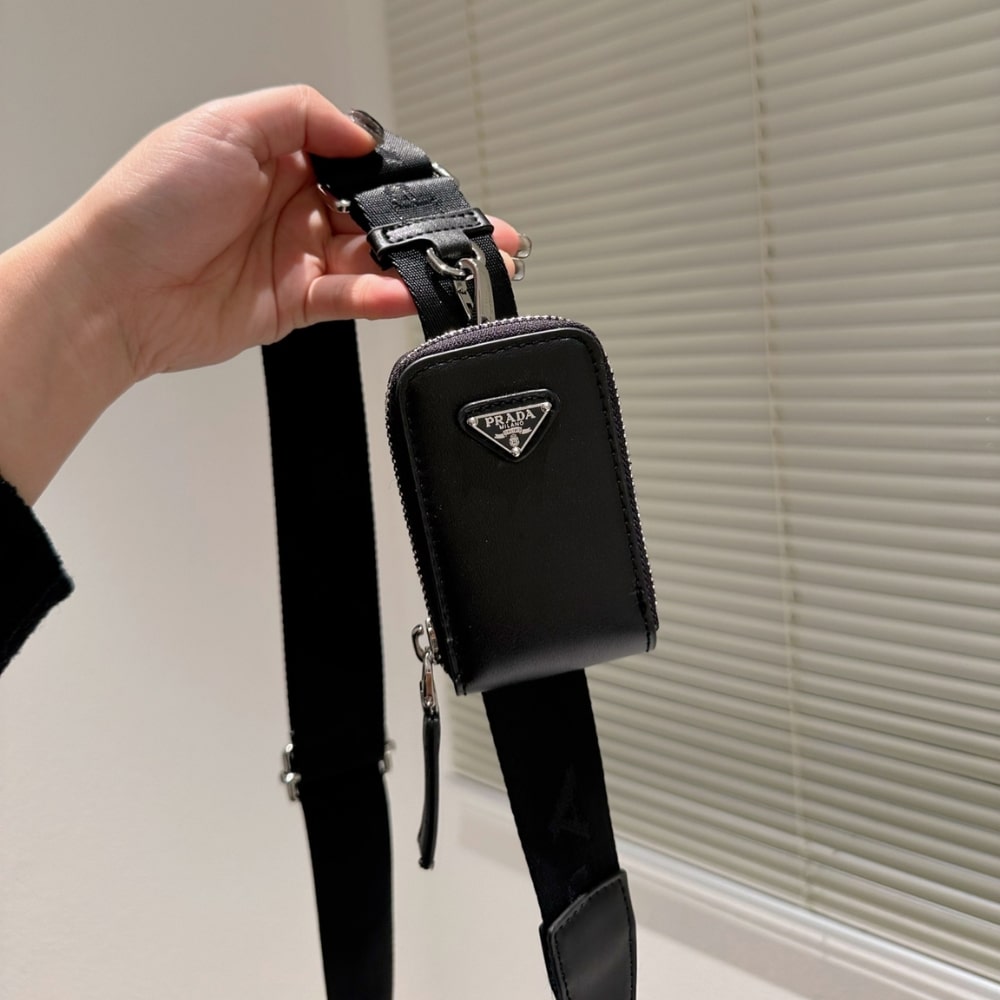 PRADA TRIANGLE LEATHER MINI BAG BLACK 27CM 1BH190 2BYA F0002 V BRO - Image 5