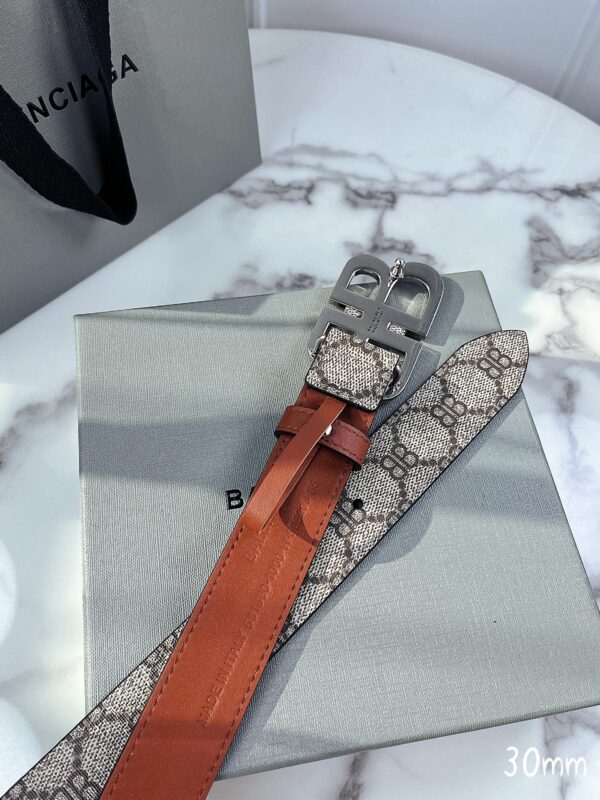 BALENCIAGA SUPREME CANVAS WITH BB SILVER METAL BUCKLE 30MM - Image 3