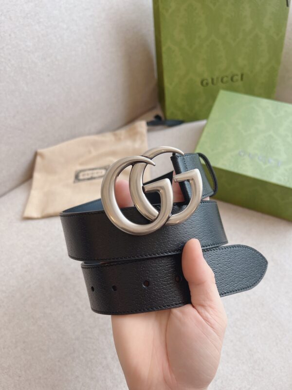 GUCCI MAMON GG SILVER LOGO BELT 4CM - Image 5