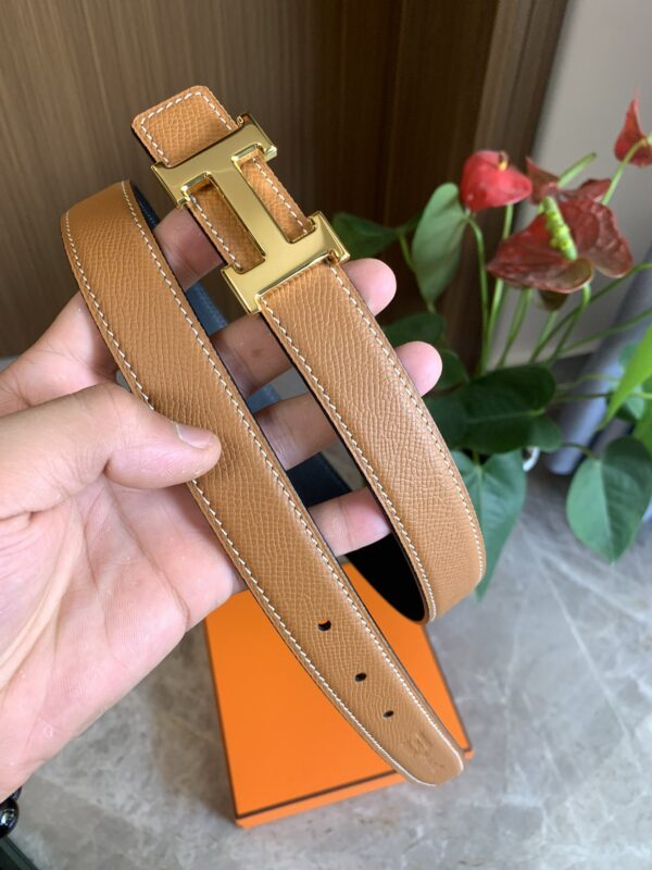 HERMES BELT TOGO SWIFT GOLD BUCKLE BROWN 2.4CM - Image 2
