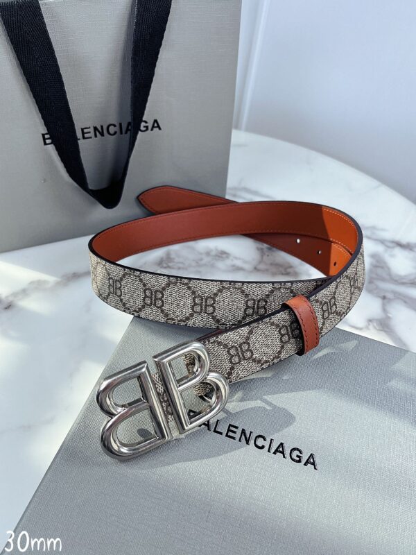BALENCIAGA SUPREME CANVAS WITH BB SILVER METAL BUCKLE 30MM - Image 5