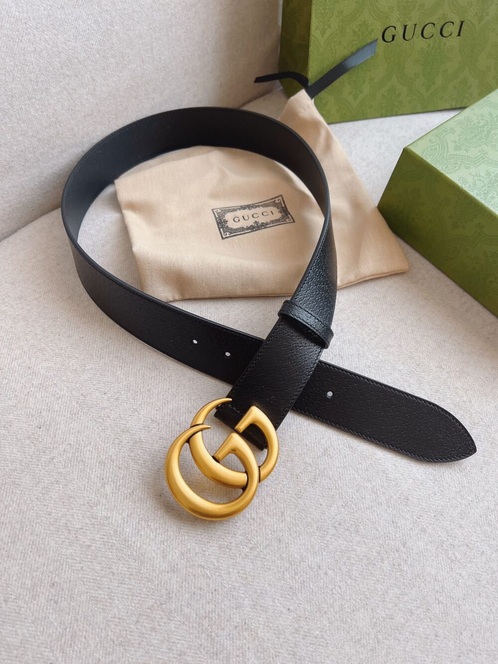 GUCCI GG MARMONT WIDE BELT BLACK GOLD LOGO 4CM 406831 DJ20T 1000 - Image 4
