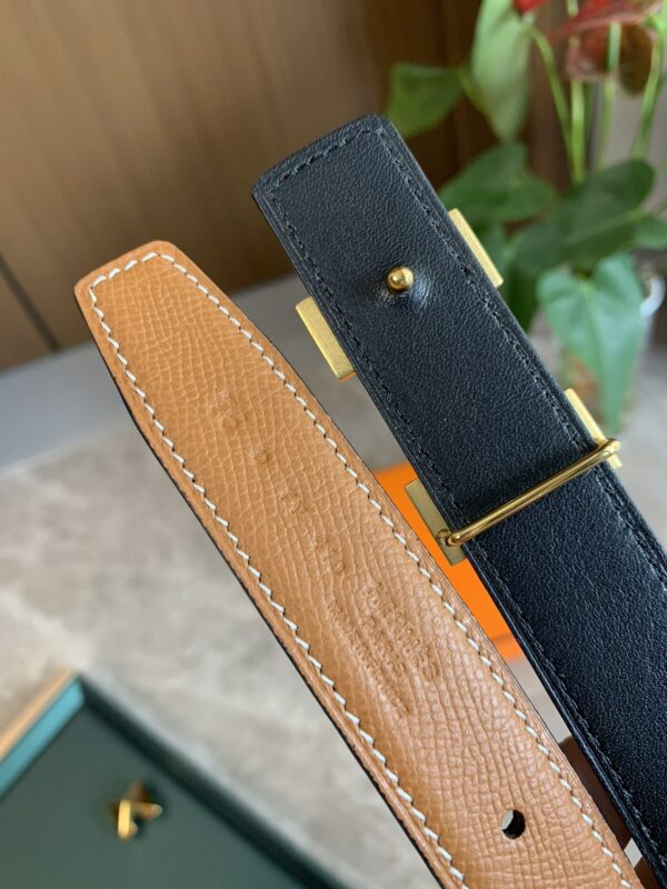 HERMES BELT TOGO SWIFT GOLD BUCKLE BROWN 2.4CM - Image 3