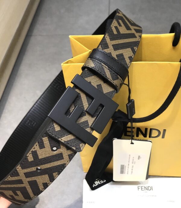 FENDI REVERSIBLE FF LEATHER BELT BROWN 40MM - Image 8