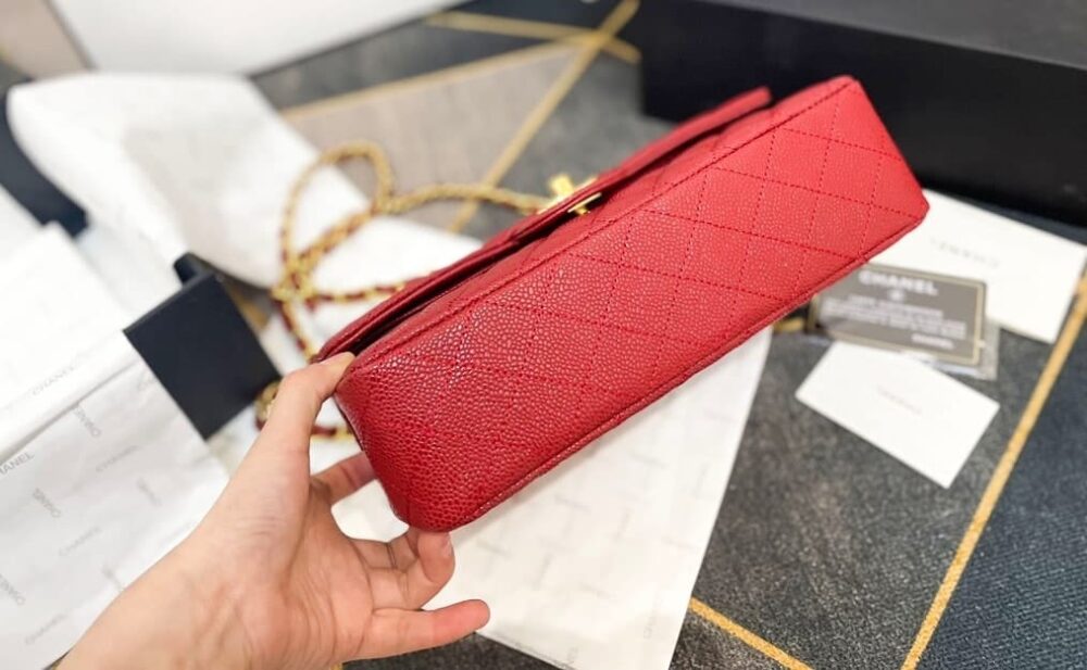 CHANEL CLASSIC SMALL FLAP BAG DARK RED CAVIAR 26CM - Image 5