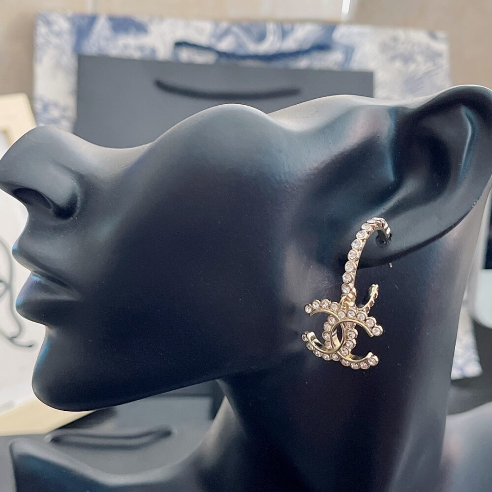 CHANEL CC AND PERFUME BOTTLE HOOP EARRINGS - Image 3