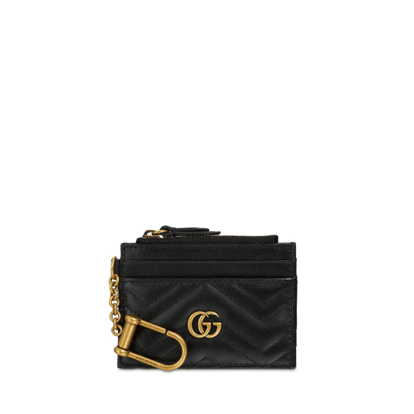 GUCCI GG MARMONT 2.0 QUILTED CARD HOLDER BLACK 10CM 221451F037015