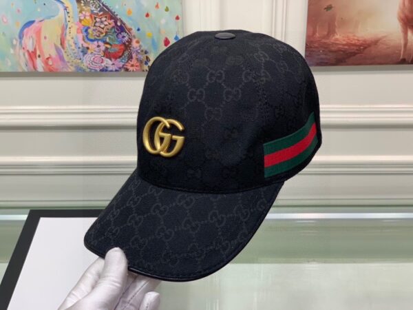 GUCCI GG CANVAS WITH WEB BASEBALL CAP BLACK - Image 3