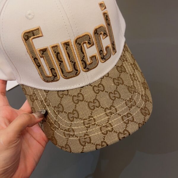 GUCCI LETTER GG CANVAS BASEBALL CAP WHITE - Image 3