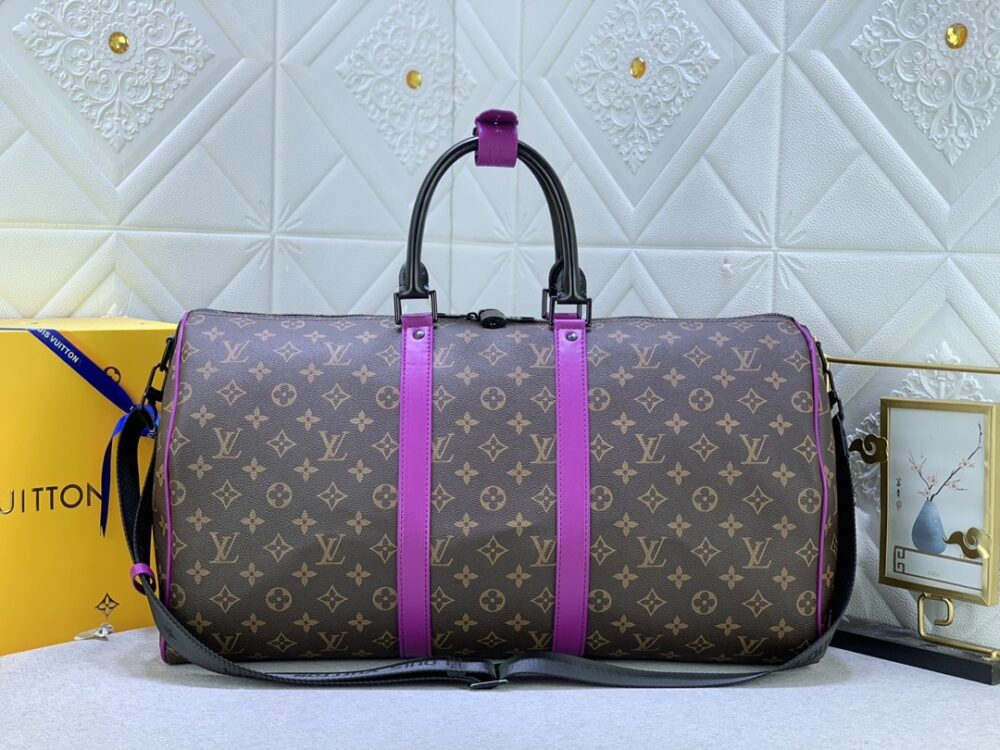 LOUIS VUITTON KEEPALL BANDOULIÈRE 50 BROWN AND PURPLE LINE MACASSAR CANVASM46257 - Image 10