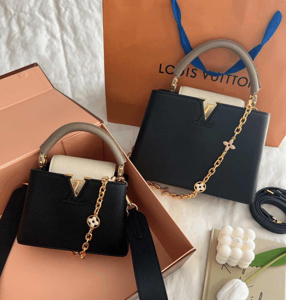 LOUIS VUITTON CAPUCINES TAURILLON BLACK AND GREY 27CM M20708 - Image 2