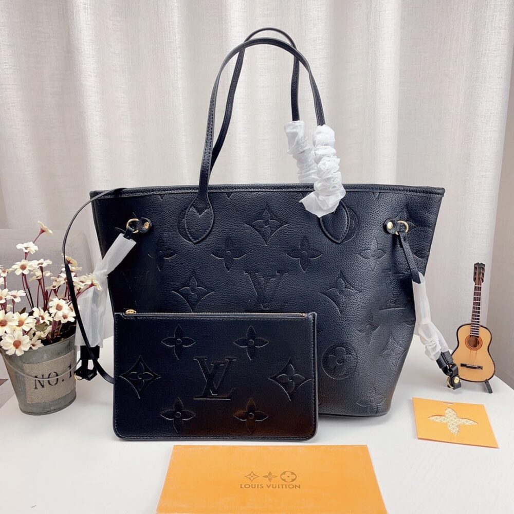 LOUIS VUITTON NEVERFULL MM MONOGRAM EMPREINTE LEATHER BLACK 31CM M45685 - Image 3