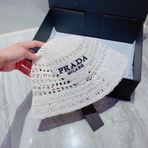 Alternative view of Prada Crochet Bucket Hat Raffia White 1HC137 2A2T F0009