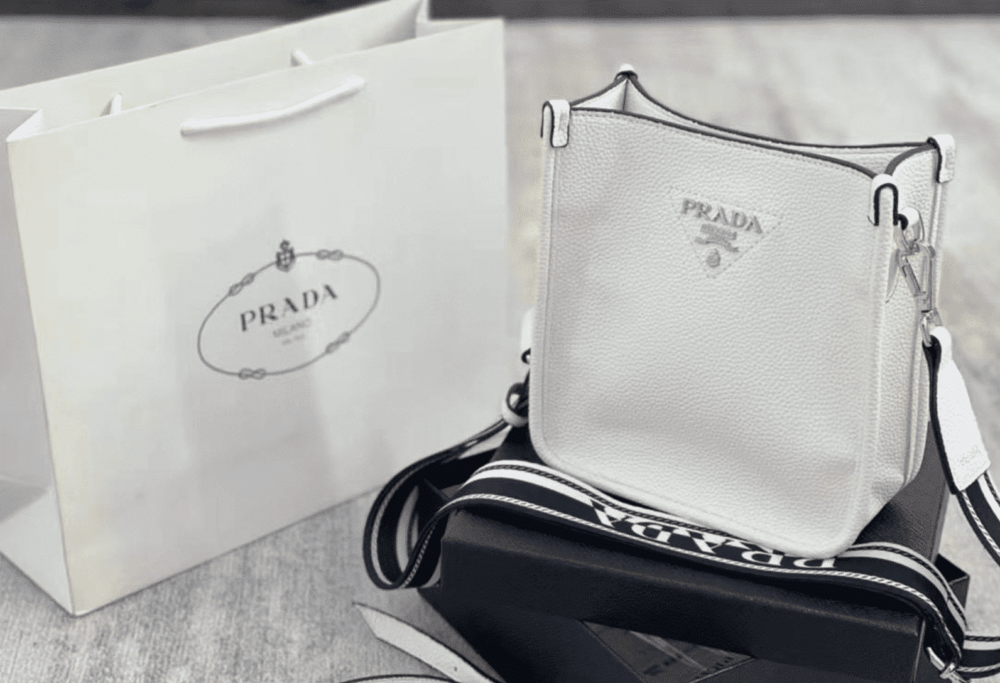 PRADA LEATHER MINI SHOULDER BAG WHITE 20CM 1BH191 2DKV F0009 V 3OO - Image 4