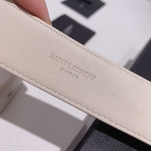 SAINT LAURENT ADJUSTABLE SQUARE BUCKLE BELT WHITE AND GOLD 634437C0X0W6309 - Image 5