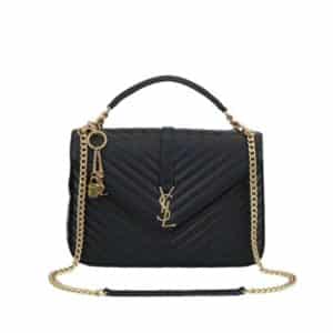 SAINT LAURENT COLLEGE LARGE CHAIN BAG BLACK 25CM 600278BRM071000