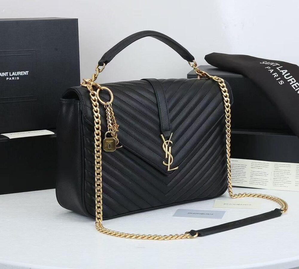 SAINT LAURENT COLLEGE LARGE CHAIN BAG BLACK 25CM 600278BRM071000 - Image 8
