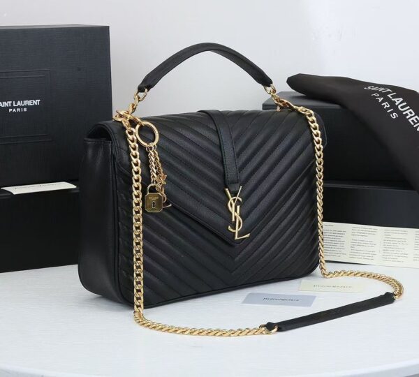 SAINT LAURENT COLLEGE LARGE CHAIN BAG BLACK 25CM 600278BRM071000 - Image 9