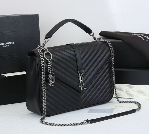 SAINT LAURENT COLLEGE LARGE CHAIN BAG BLACK 32CM 600278BRM041000 - Image 7