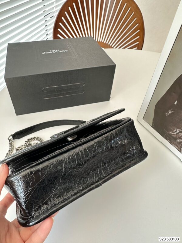 SAINT LAURENT NIKI VINTAGE LEATHER CHAIN WALLET BLACK 19CM - Image 2