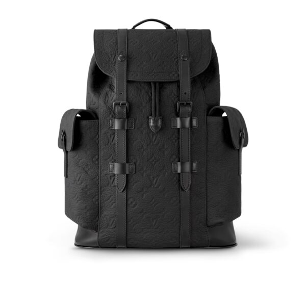 LOUIS VUITTON CHRISTOPHER MM BACKPACK MONOGRAM TAURILLON LEATHER BLACK 45CM M55699