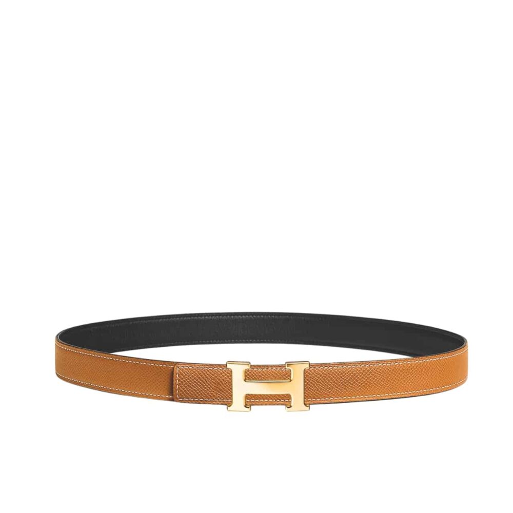 HERMES MINI H BELT BUCKET AND REVERSIBLE LEATHER STRAP BLACK BROWN 24MM H079645CC06