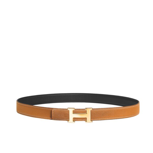HERMES MINI H BELT BUCKET AND REVERSIBLE LEATHER STRAP BLACK BROWN 24MM H079645CC06