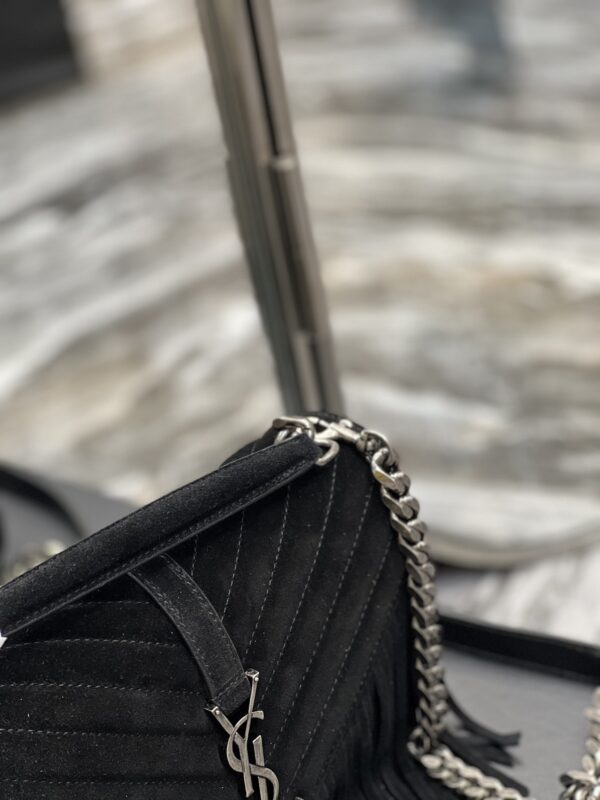 SAINT LAURENT COLLEGE MEDIUM SUEDE SHOULDER BAG BLACK 24CM - Image 2