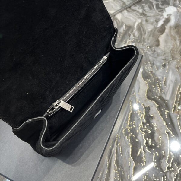 SAINT LAURENT COLLEGE MEDIUM SUEDE SHOULDER BAG BLACK 24CM - Image 7