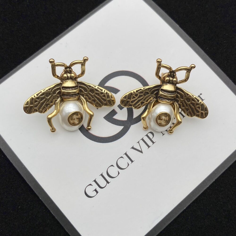 GUCCI GG BEE PEARL GOLD EARRINGS - Image 5