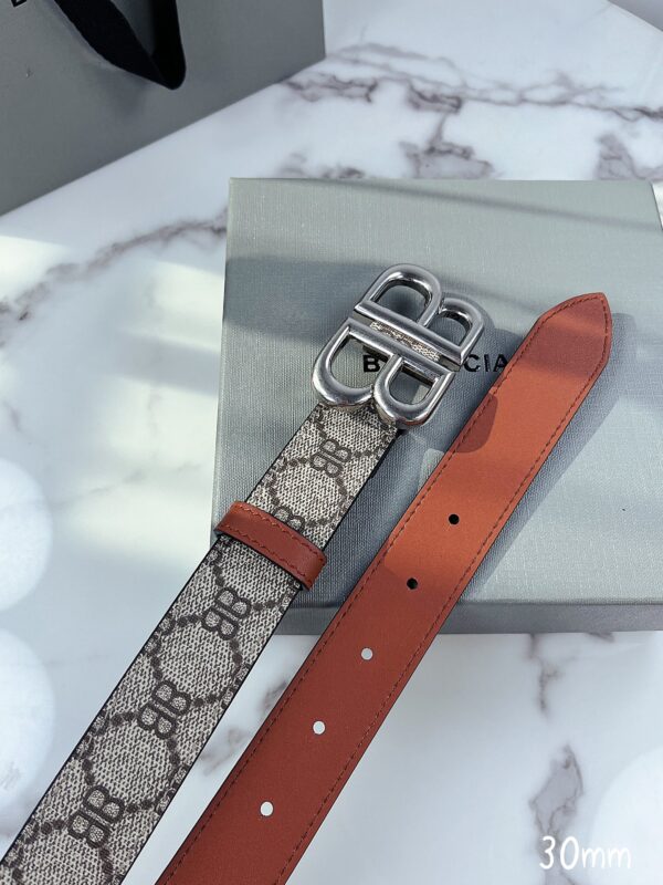 BALENCIAGA SUPREME CANVAS WITH BB SILVER METAL BUCKLE 30MM - Image 2