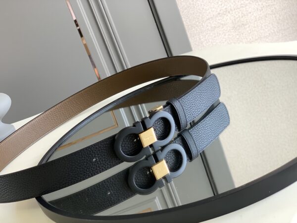 SALVATORE FERRAGAMO REVERSIBLE AND GANCINI BELT BLACK 3.5CM - Image 2