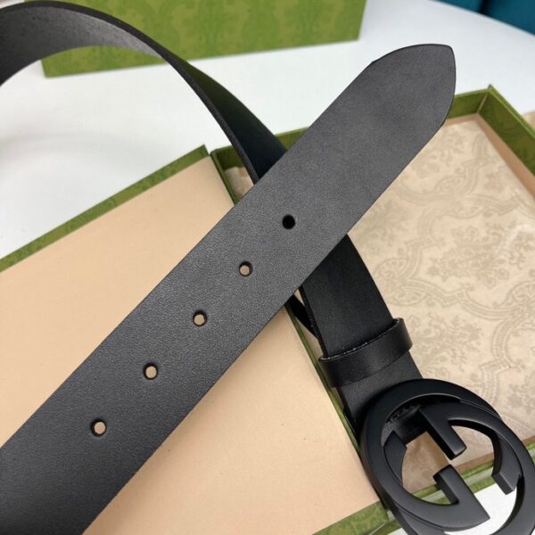 GUCCI SELLERIA LEATHER BELT BLACK 4CM 368186 BGH0V 1000 - Image 5