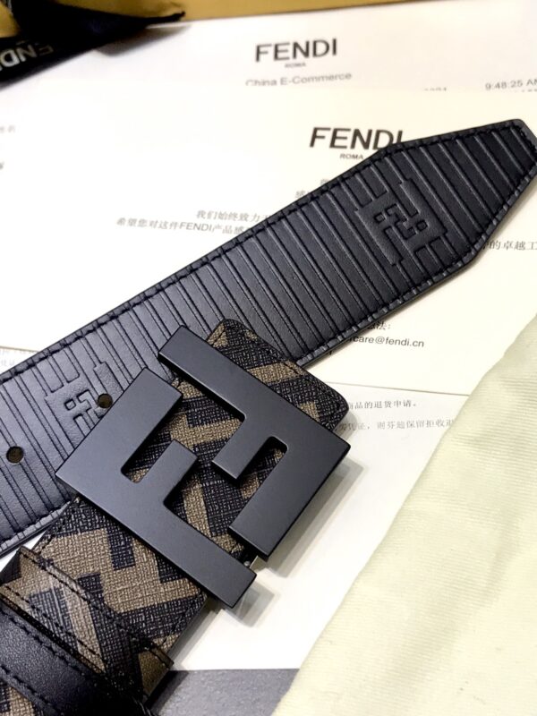 FENDI REVERSIBLE FF LEATHER BELT BROWN 40MM - Image 2