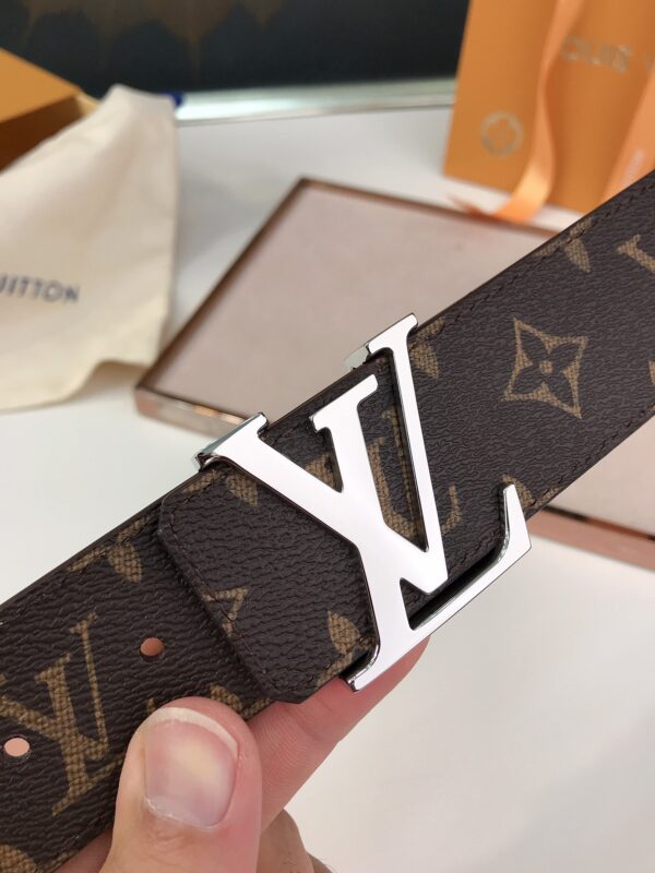 LOUIS VUITTON INITIALES REVERSIBLE MONOGRAM ECLIPSE CANVAS BELT SILVER METAL 4CM - Image 3