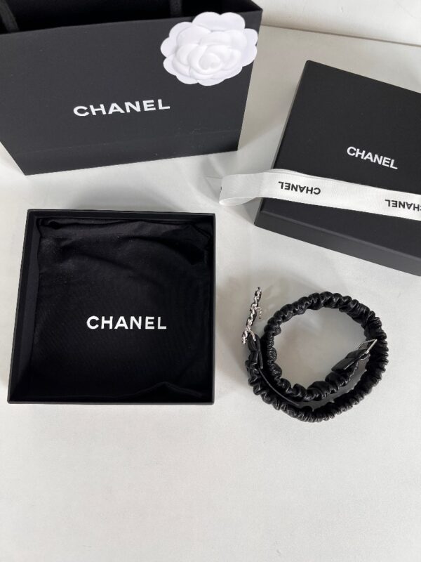 CHANEL CC ELASTIC BELT LEATHER WITH SILVER METAL 30MM - Image 3