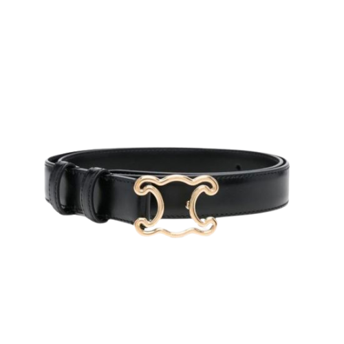 CELINE SMALL TRIOMPHE BLACK BELT IN NATUTAL GOLD METAL 2.5CM
