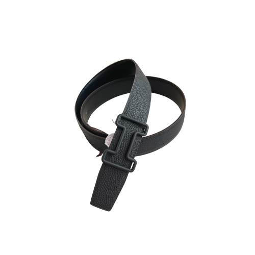 HERMES LEATHER BELT WITH H BUCKLE BLACK 38MM