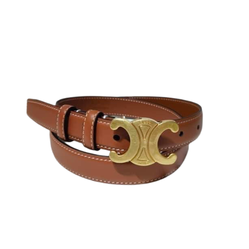 CELINE SMALL TRIOMPHE BROWN BELT IN NATUTAL GOLD METAL