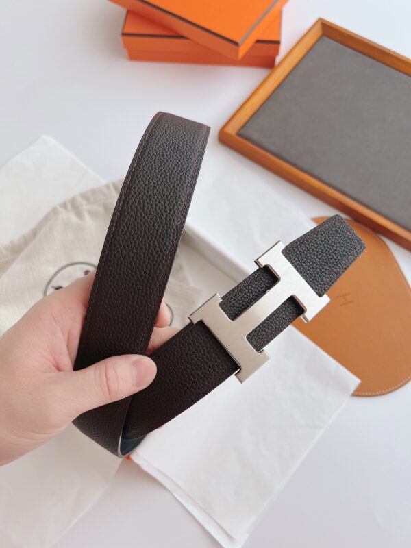 HERMES BELT TOGO SWIFT SILVER BUCKLE BROWN 38MM - Image 2