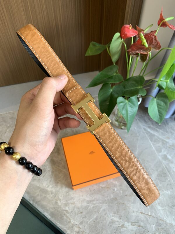 HERMES BELT TOGO SWIFT GOLD BUCKLE BROWN 2.4CM - Image 4