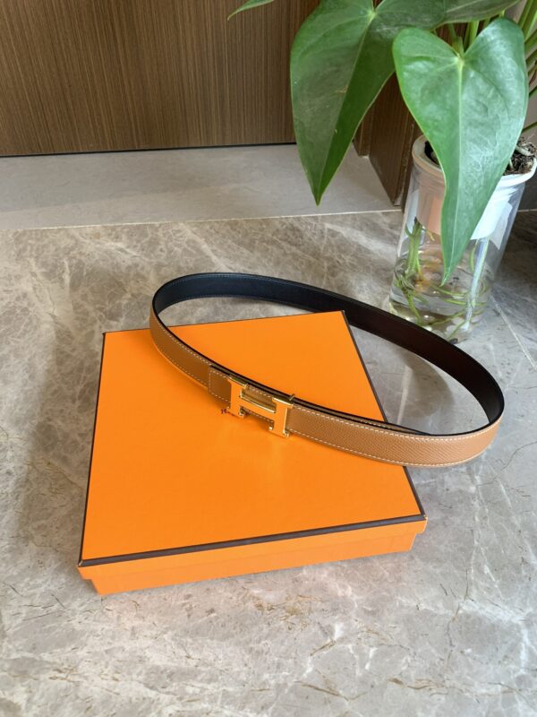HERMES BELT TOGO SWIFT GOLD BUCKLE BROWN 2.4CM - Image 5