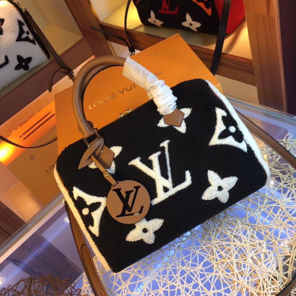 LOUIS VUITTON MONOGRAM TEDDY SPEEDY BANDOULIERE BLACK 30CM - Image 7